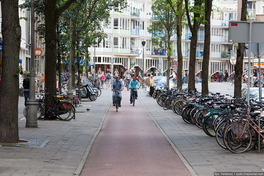 В Амстердаме запрещено  движение на велосипедах у Центрального вокзала и вдоль улиц Leidsestraat, Stationsplein, Leidseplein, Rembrandtplein, Waterlooplein, а также парковка  у Центрального вокзала и на площади Дам.
