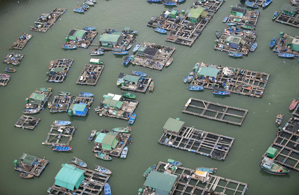 Рыбные фермы близ города Ван Ма, Гонконг, Китай. 