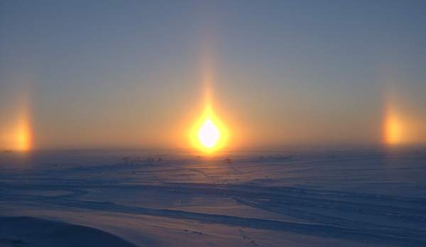 Атмосферное явление: три солнца на Ямале
