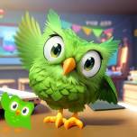 Персонажи Duolingo в стиле Pixar