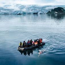 Впервые в истории человек проплыл два с половиной километра в ледяной воде у берегов антарктиды