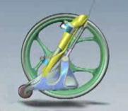 Схема устройства показывает шарнир и тягу, соединяющую стопу и голень (иллюстрация Chariot Skates).