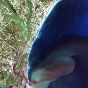 Там, где река встречается с океаном, появляется любопытная возможность получать электричество из разности в солёности воды (фото с сайта coastal.edu).