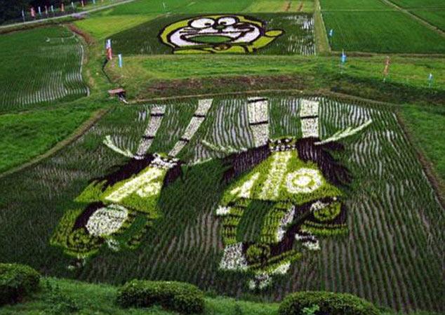 Японские укиё-э на рисовых плантациях