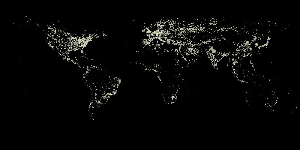 Мировая карта ночных огней. Вид из космоса за 1993 - 2003 годы