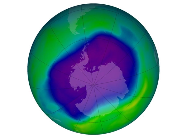 Озоновая дыра в сентябре 2006 года (изображение НАСА).