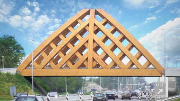 В Нидерландах построили деревянный мост-шоссе с необычным дизайном