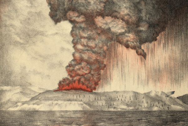 Извержение Кракатау на литографии 1888 года (фото из Архива Халтона)