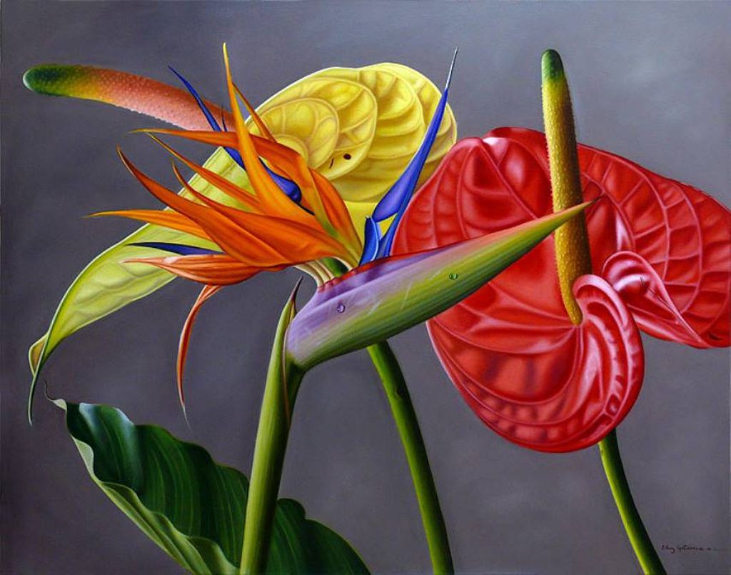 Цветы в работах художника Эллери Гутьеррес (Ellery Gutierrez) 
