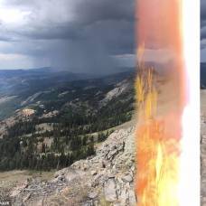 Турист сфотографировал ударившую в него в горах молнию