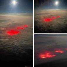 Таинственные красные облака над атлантическим океаном озадачили пользователей интернета